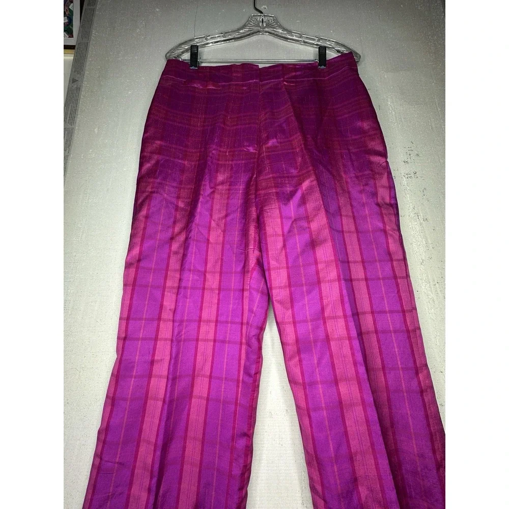 Vintage SilK Y2K Ice Brand Pink/Purple Plaid Patterned Pants | RARE | Size: 10 - Picture 6 of 13